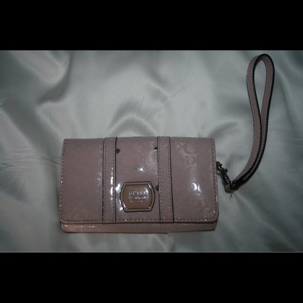 pale pink guess wallet
